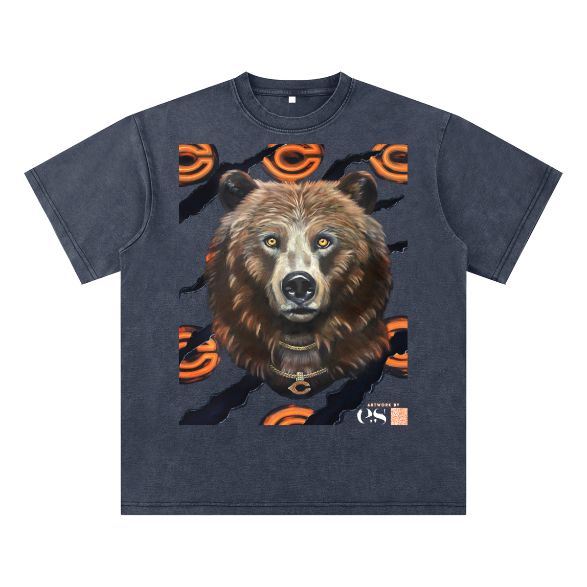 Steadfast Chicago Bears Adult Snow Washed Tee | Navy