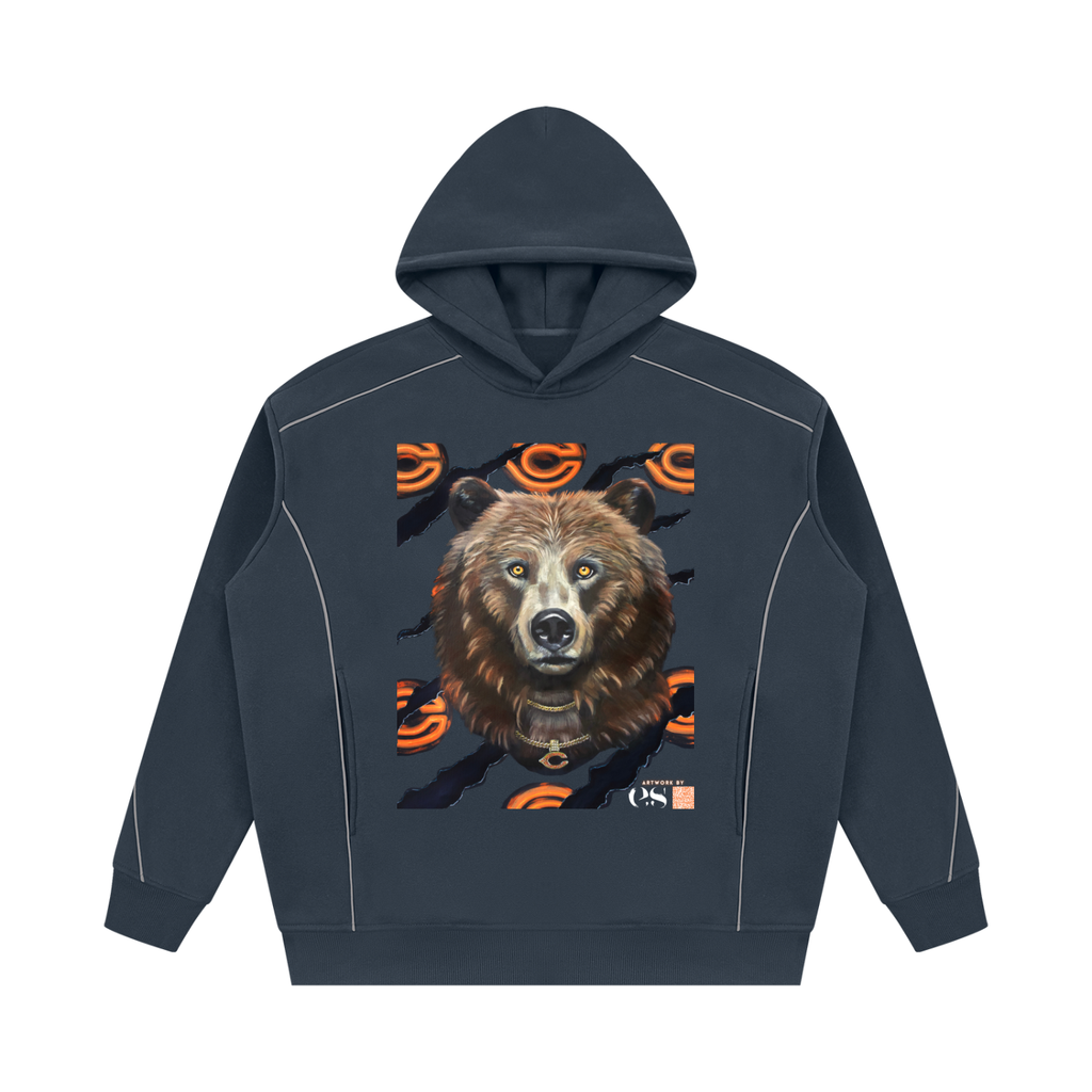 Steadfast Chicago Bears Adult Oversized Piping Fleece Hoodie | Navy