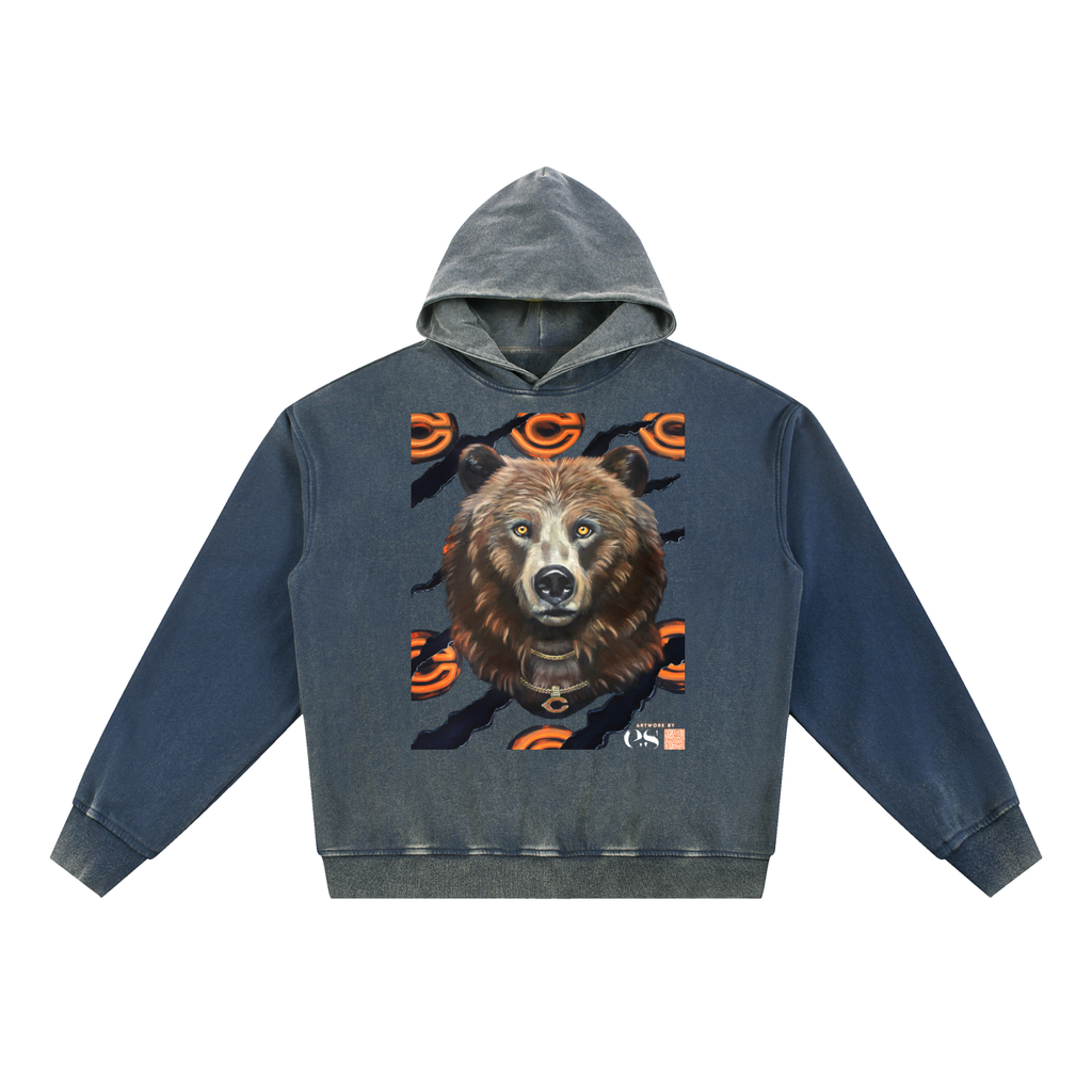 Steadfast Chicago Bears Adult Vintage Washed Gradient Fleece Hoodie | Navy