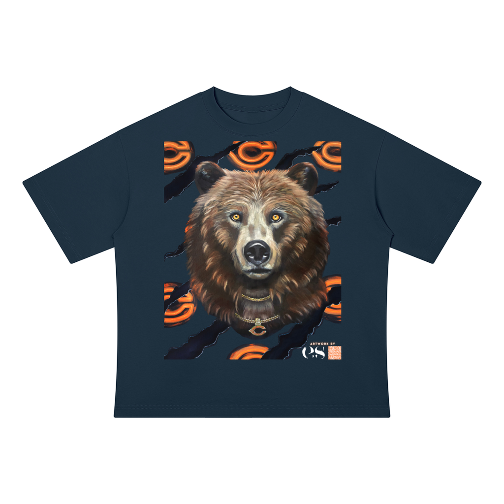 Steadfast Chicago Bears Unisex Drop Shoulder Cotton Tee | Navy